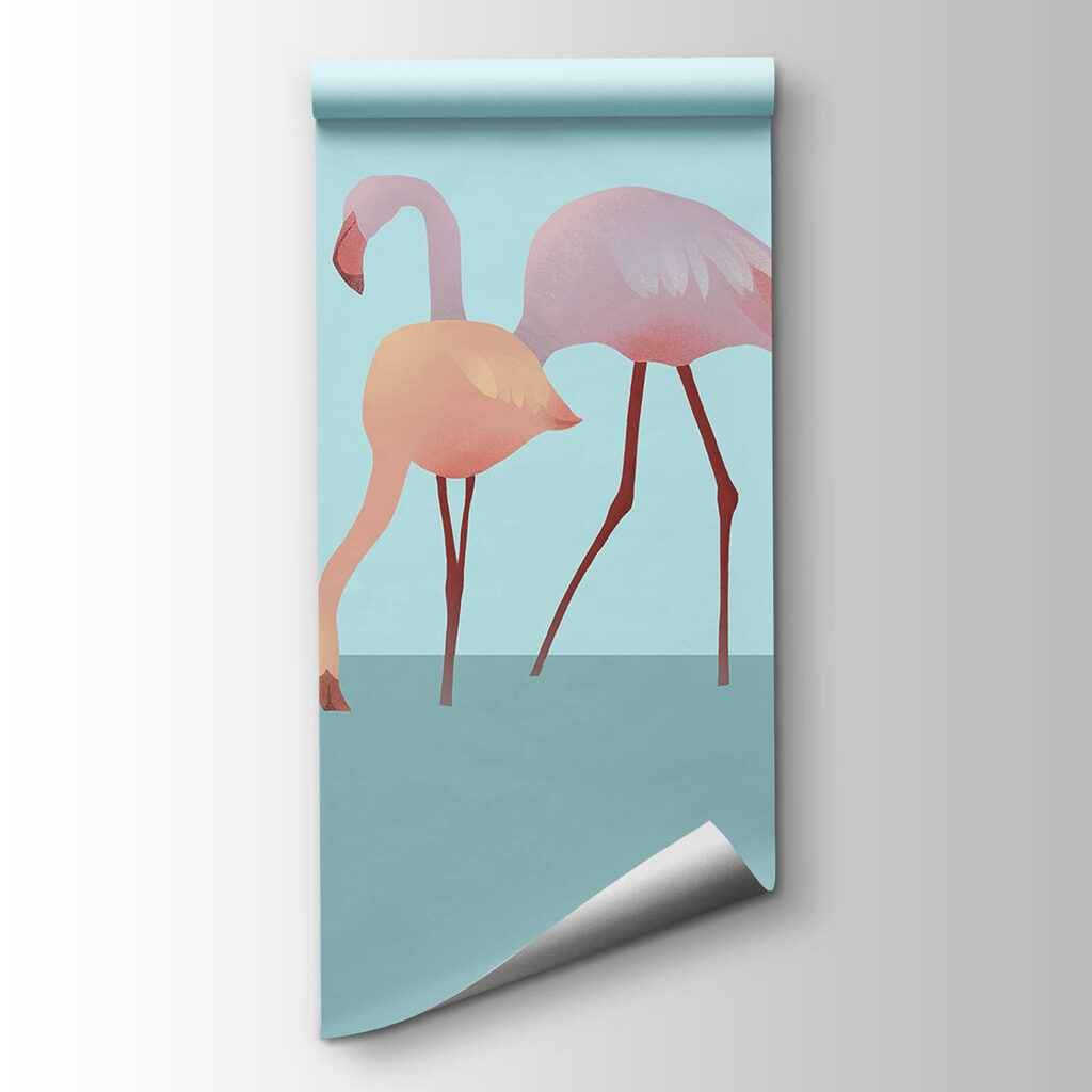 Flamants roses dans l’eau — vue du produit