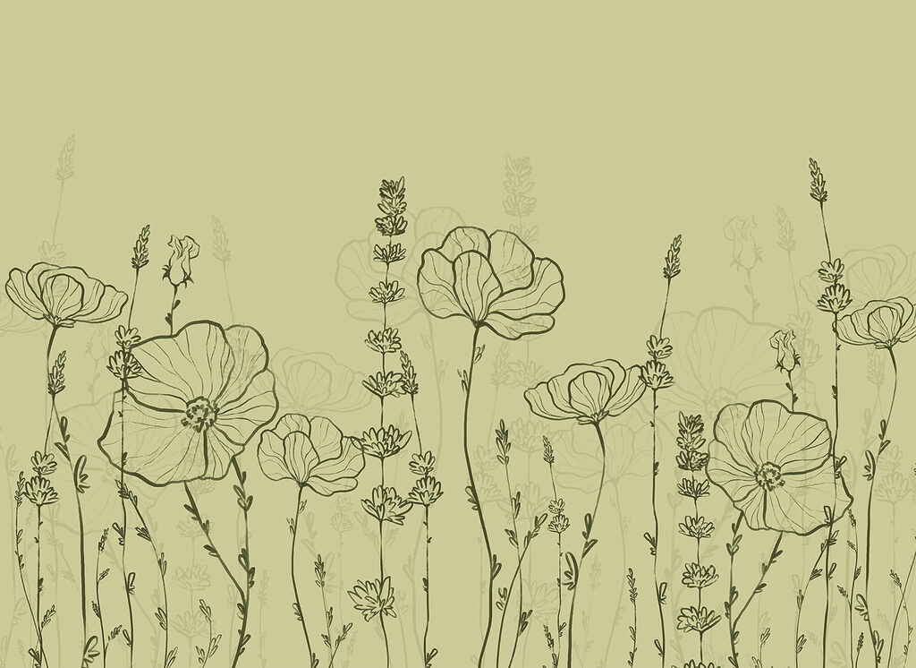 Fleurs au trait — motif complet
