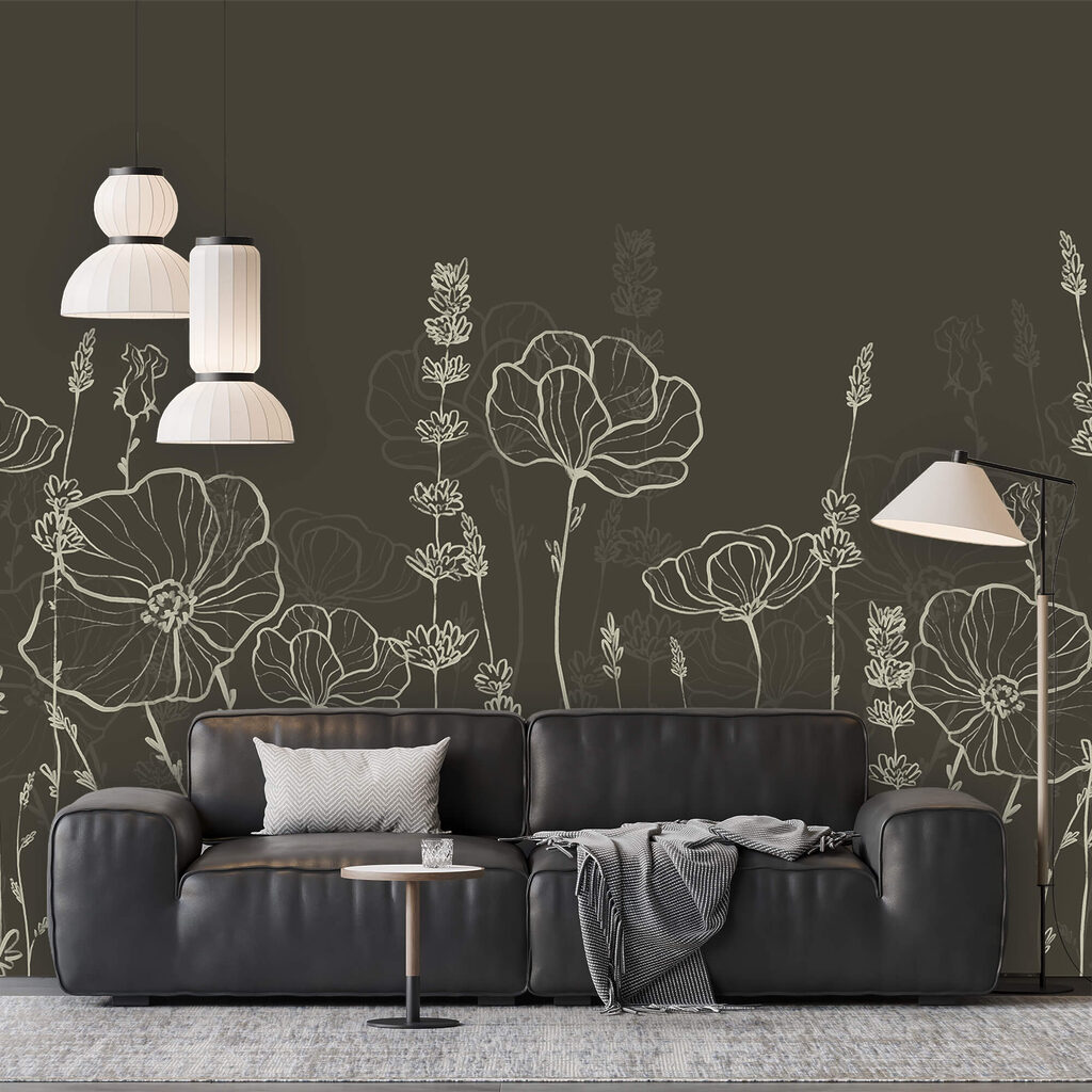 Fleurs au trait dans un intérieur