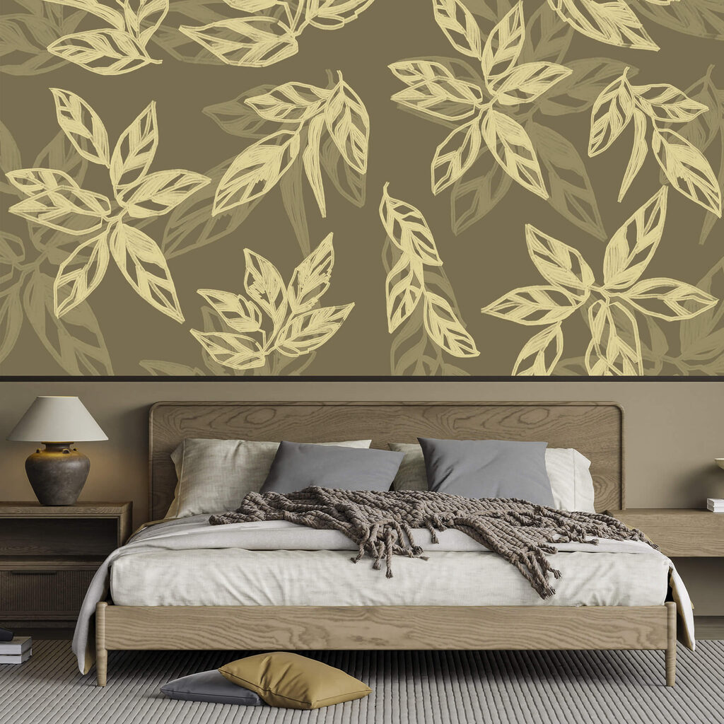 Éventails de feuilles dans un intérieur