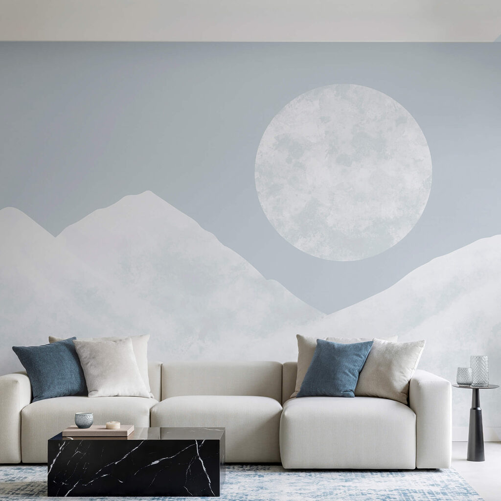 Lune sur les montagnes dans un intérieur
