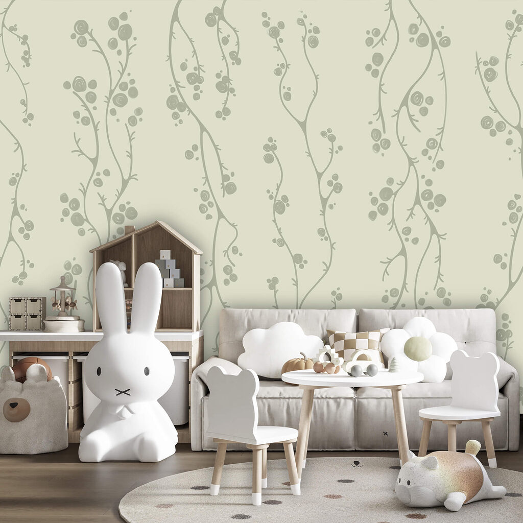 Vrilles et petites baies dans un intérieur