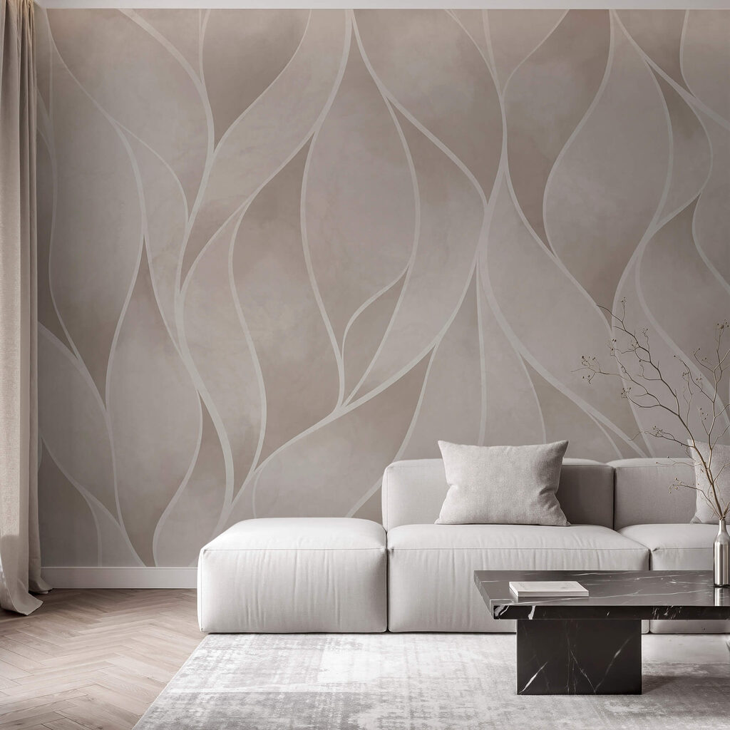 Longues feuilles ondulantes dans un intérieur