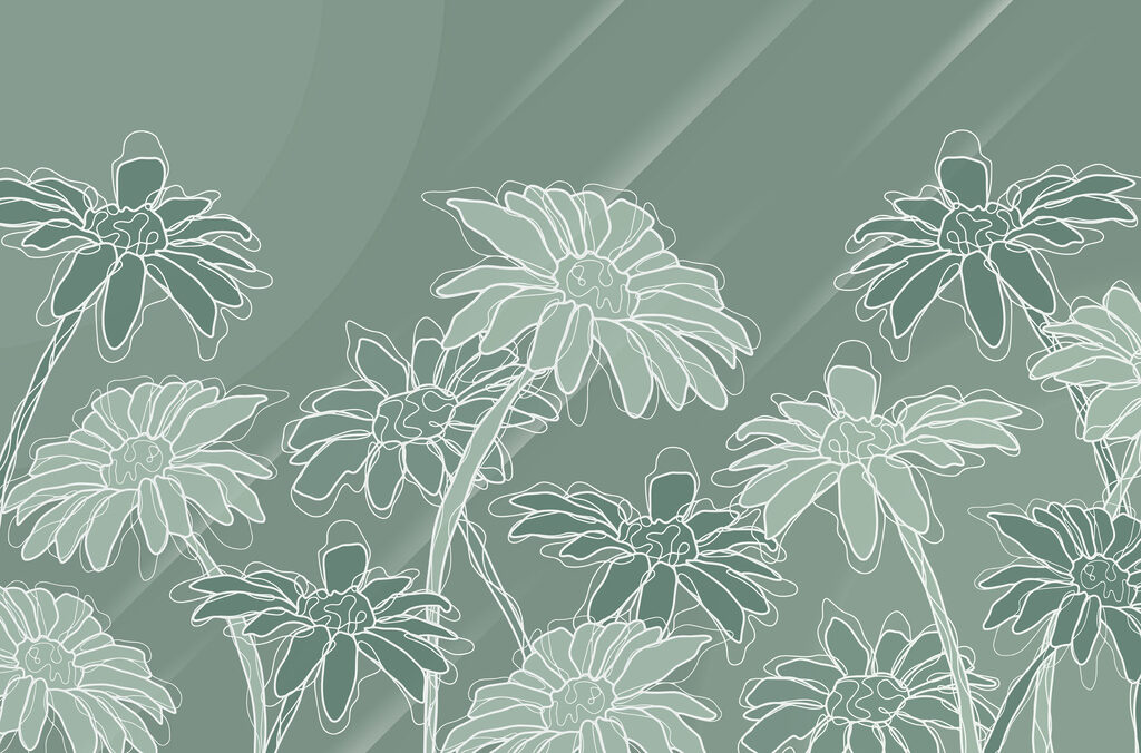 Fleurs sur fond vert — motif complet