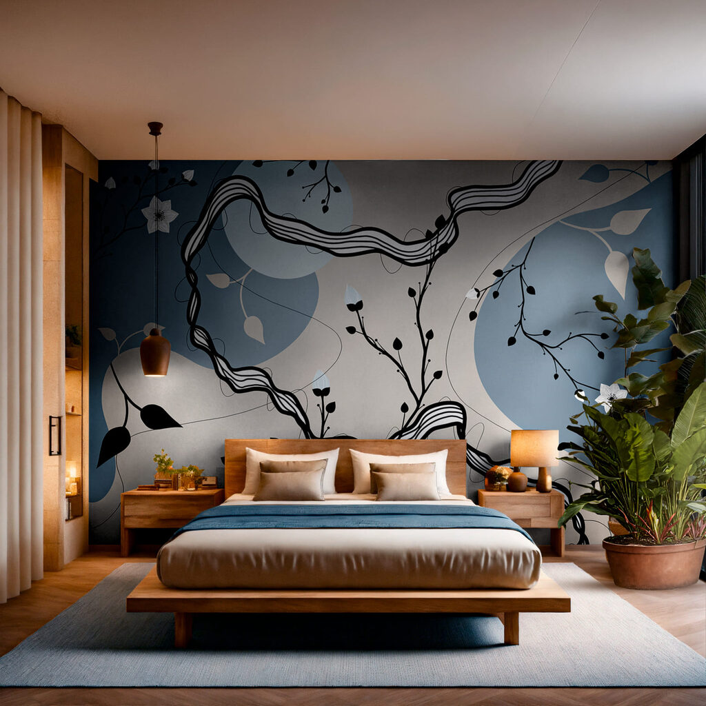 Fleurs et lignes sinueuses — intérieur 1