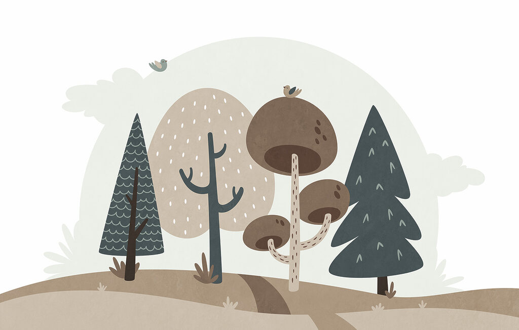 Petite forêt dessinée — motif complet