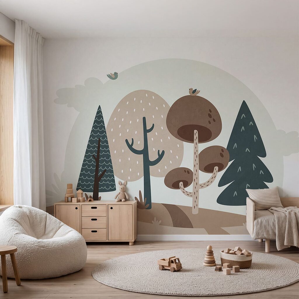Petite forêt dessinée dans un intérieur
