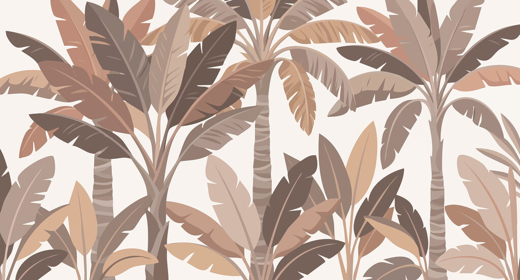 Feuilles tropicales en aplats — motif complet