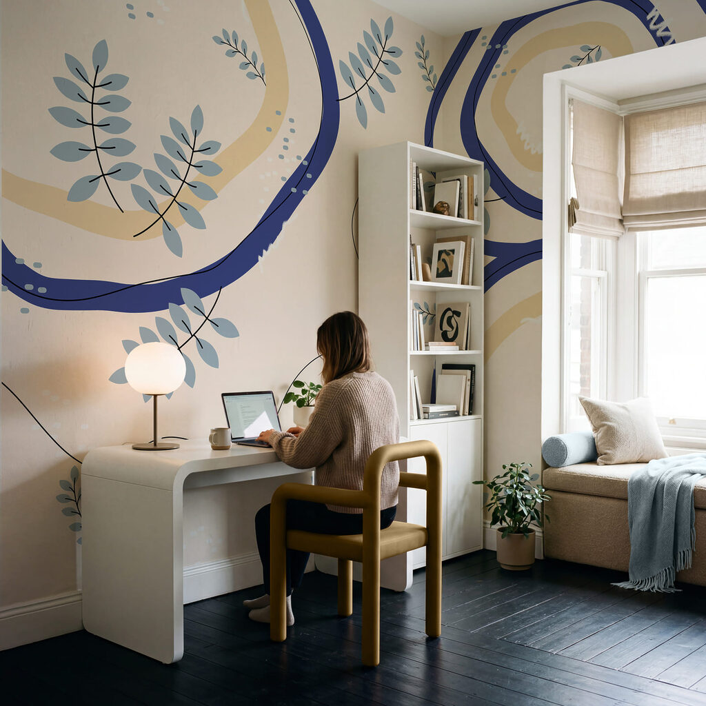 Feuillage et boucles peintes — intérieur 2