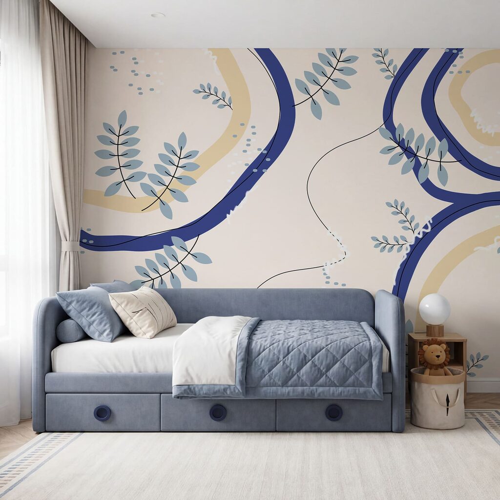 Feuillage et boucles peintes — intérieur 1