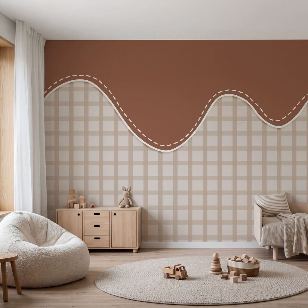 Carreaux et bordure ondulée dans un intérieur