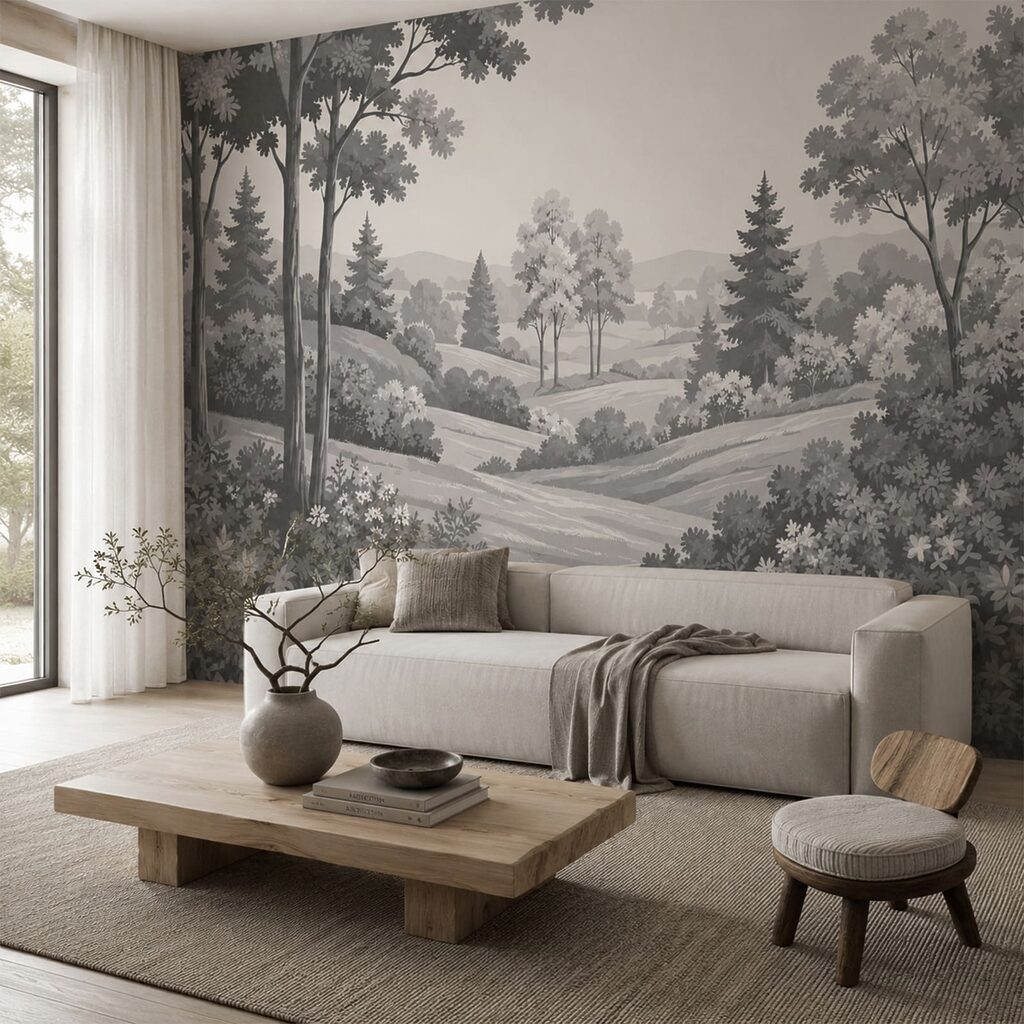 Arbres et collines lointaines — intérieur 1