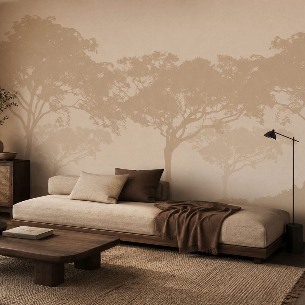 Frondaisons dans la brume dans un intérieur