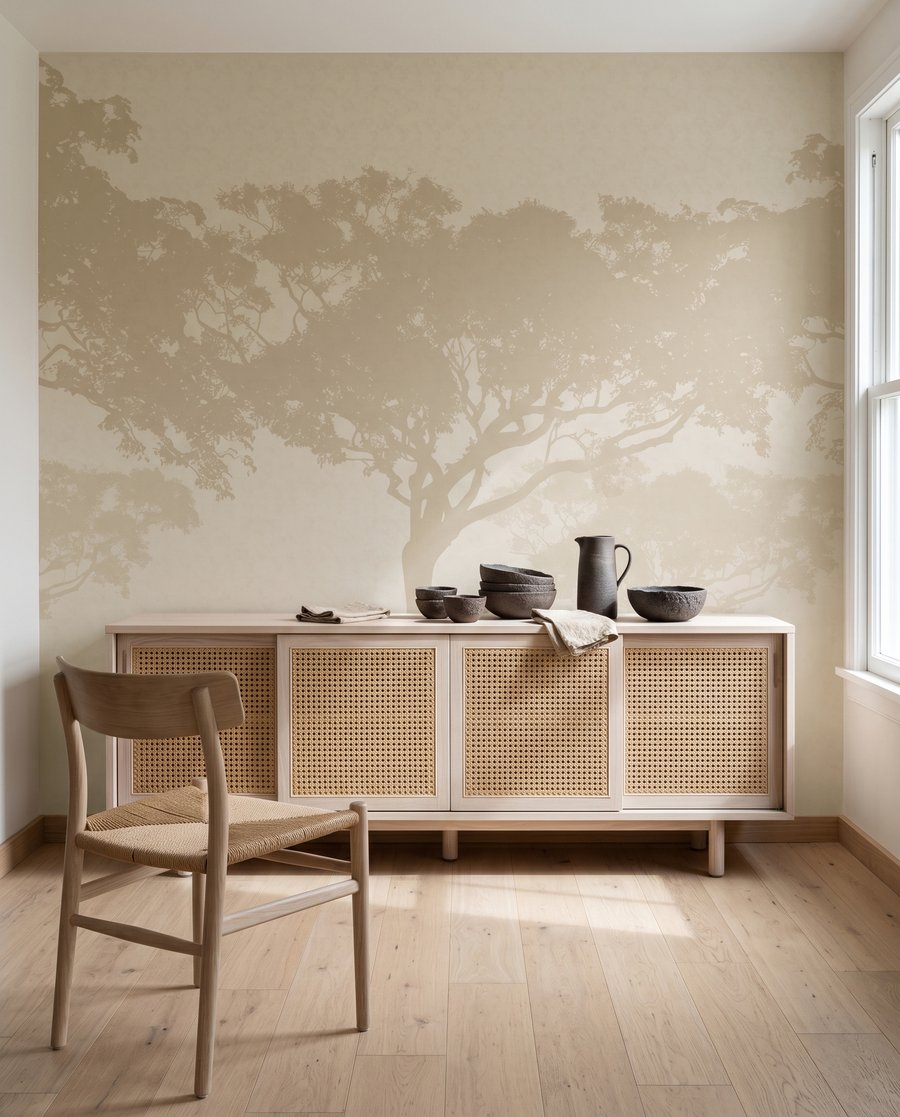 Frondaisons dans la brume dans un intérieur