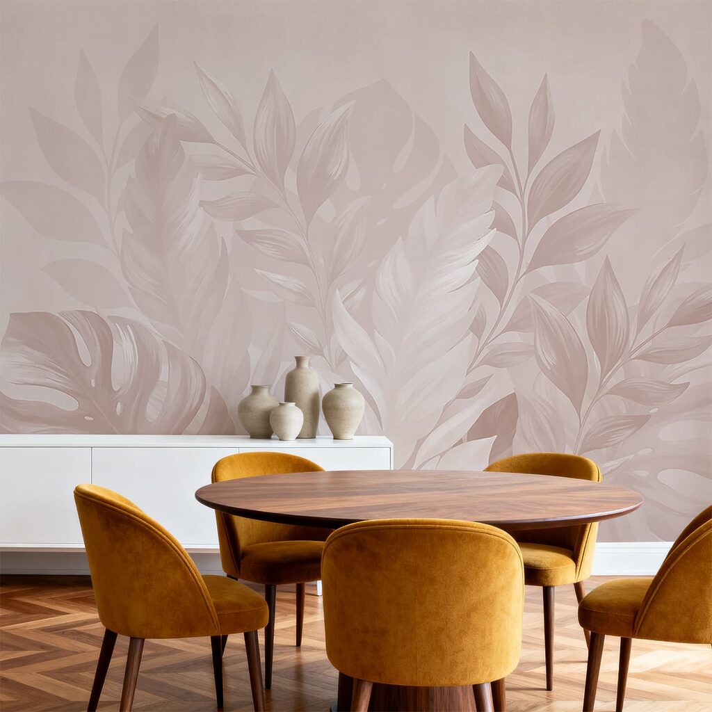 Feuilles tropicales translucides dans un intérieur