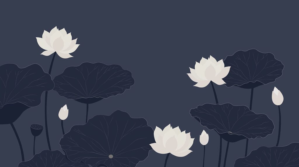 Lotus aux longues tiges — motif complet