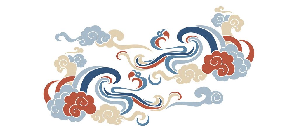 Nuages stylisés en volutes — motif complet