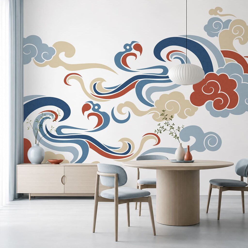 Nuages stylisés en volutes — intérieur 1