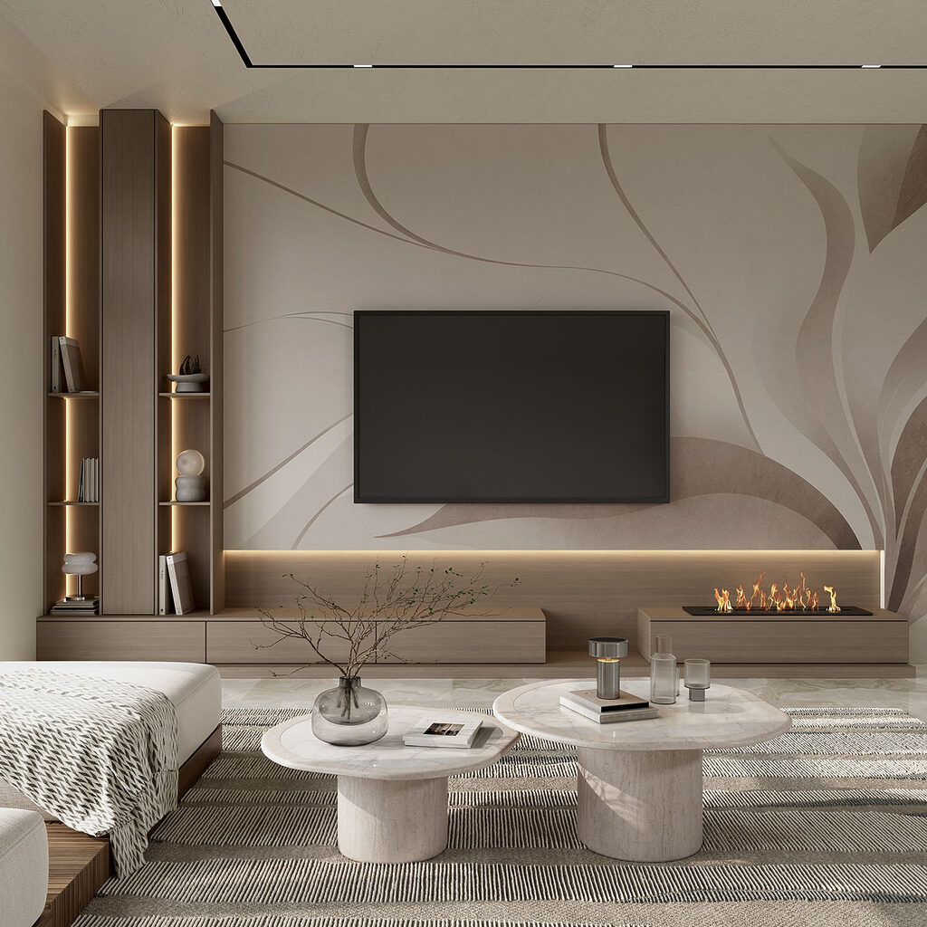 Feuilles au pinceau léger dans un intérieur