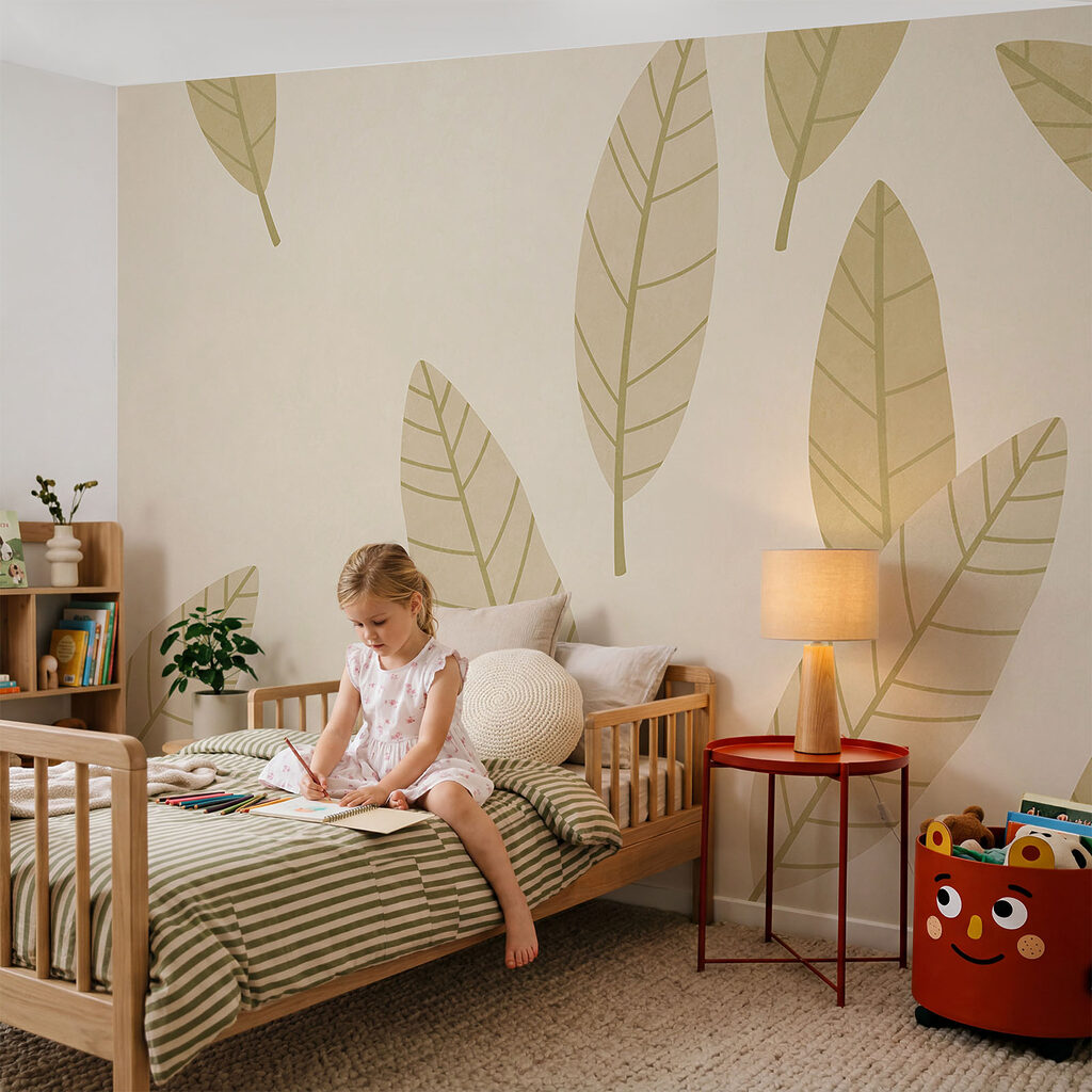 Longues feuilles éparses dans un intérieur