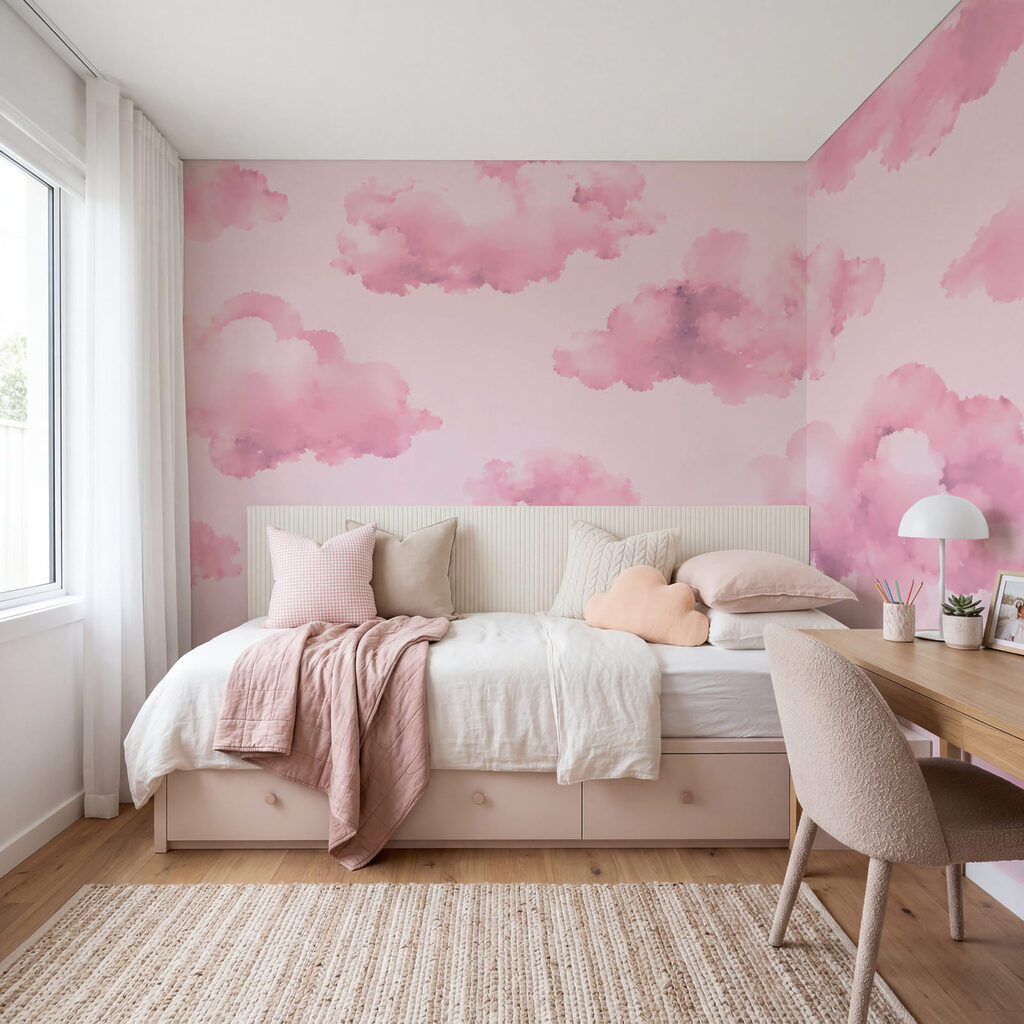 Petits nuages à l’aquarelle dans un intérieur
