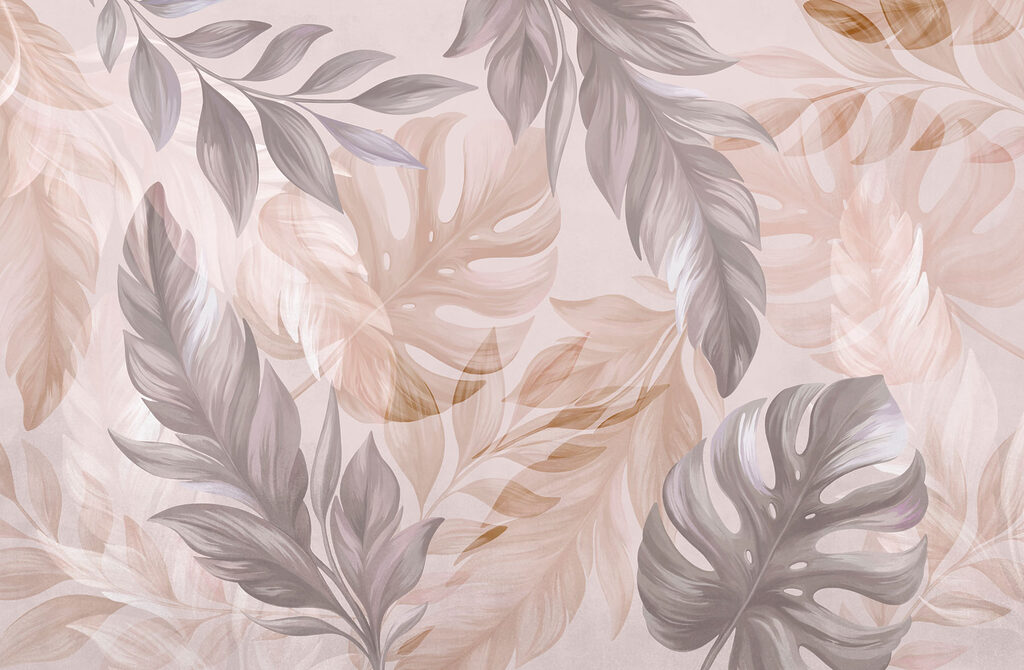 Feuilles tropicales superposées — motif complet