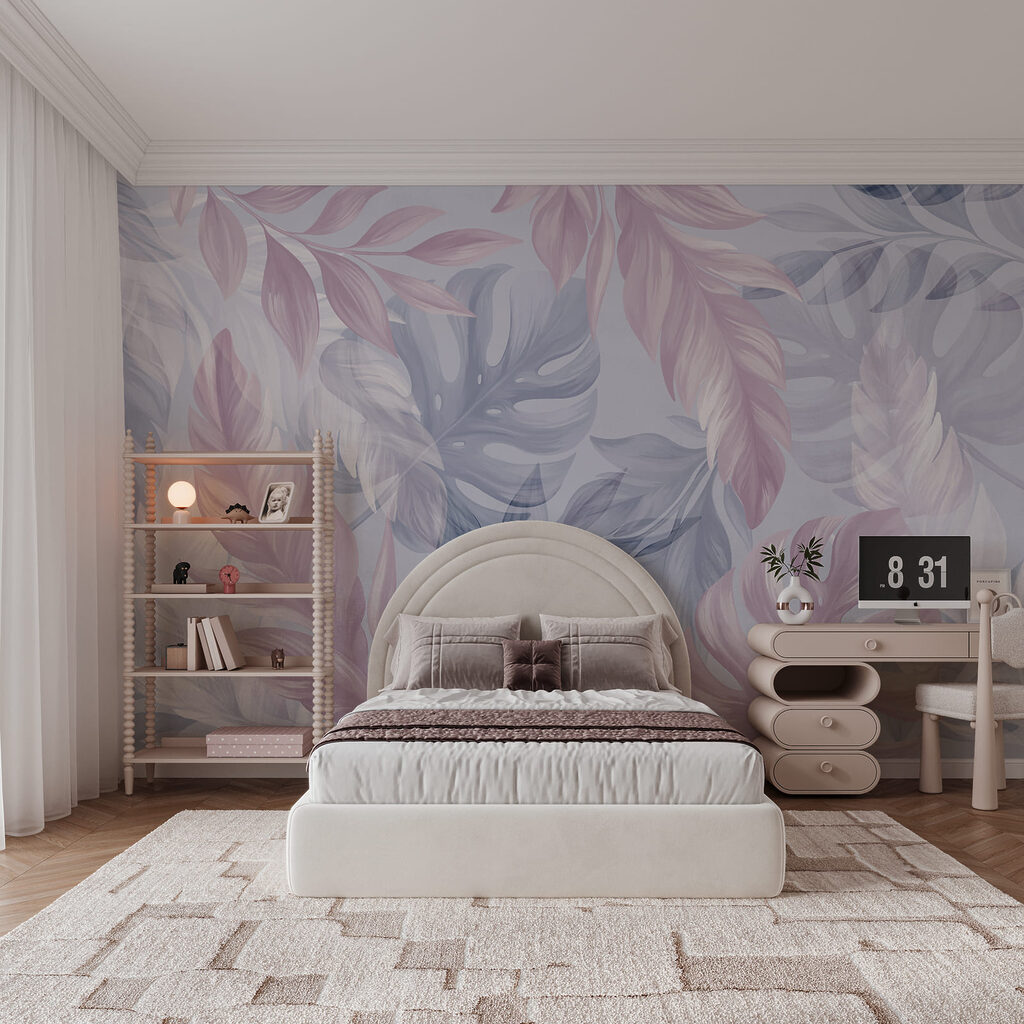 Feuilles tropicales superposées dans un intérieur