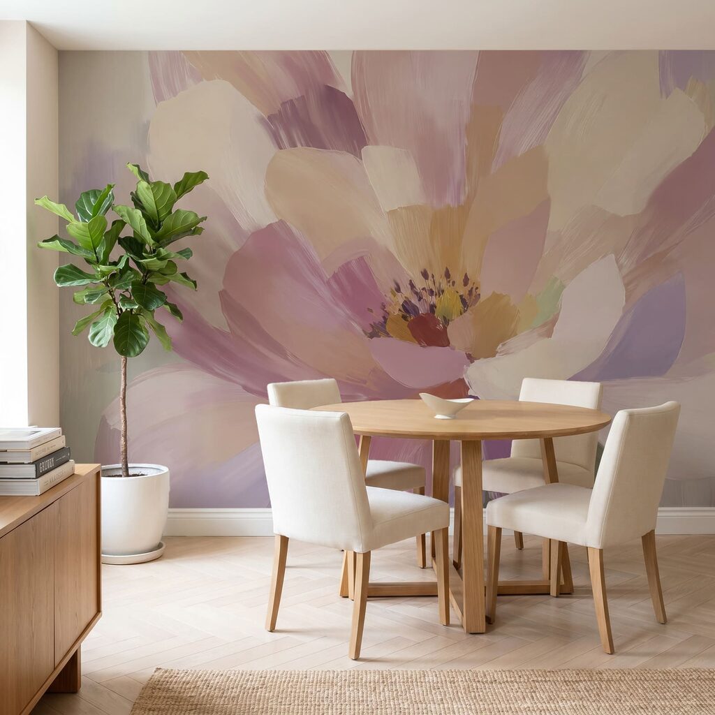 Fleur en larges touches dans un intérieur