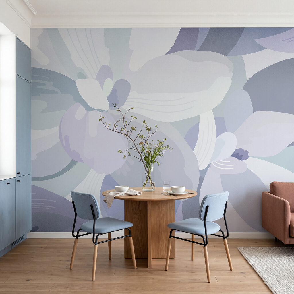 Fleurs en aplats doux — intérieur 1