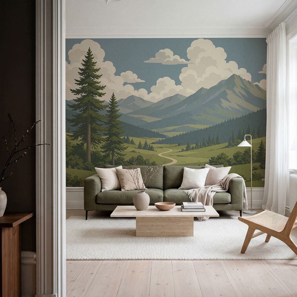 Chemin vers les montagnes dans un intérieur