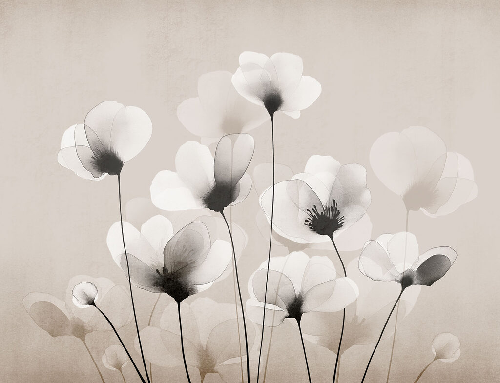 Fleurs délicates, cœurs sombres — motif complet