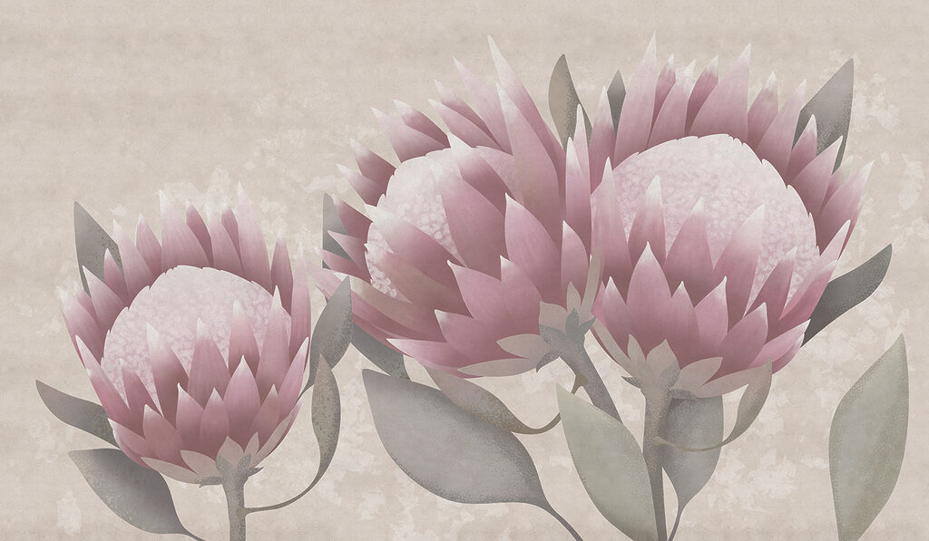 Fleurs aux pétales pointus — motif complet