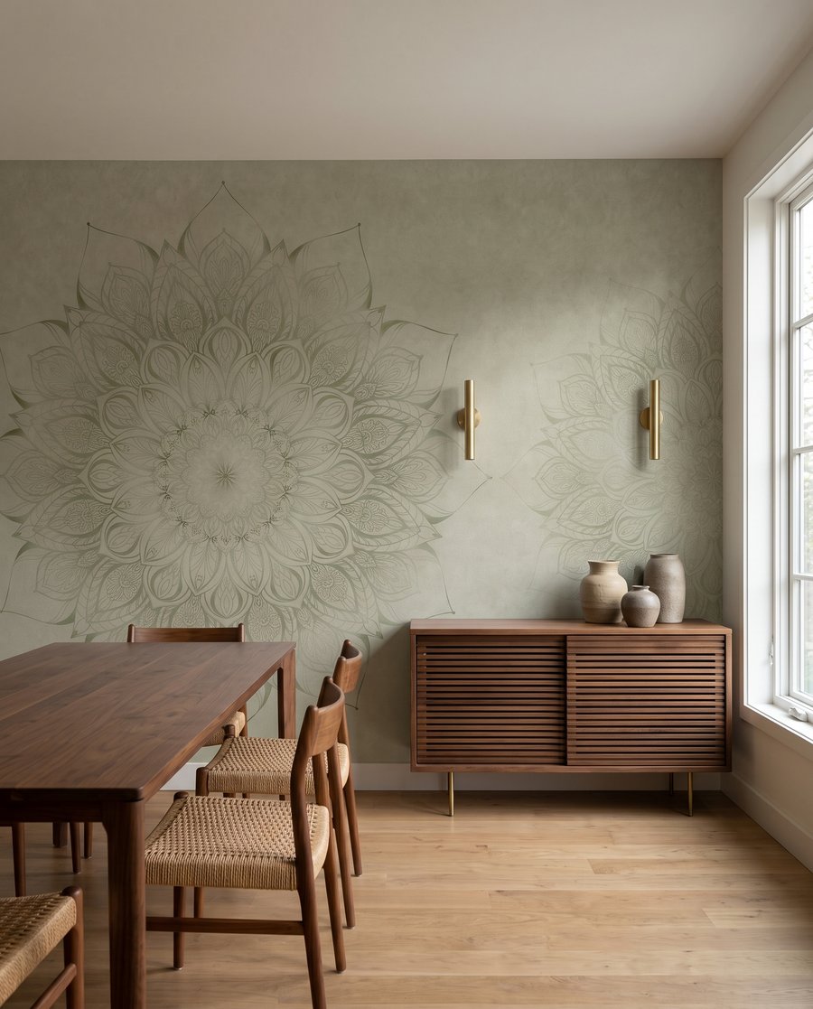 Mandalas fleuris patinés dans un intérieur