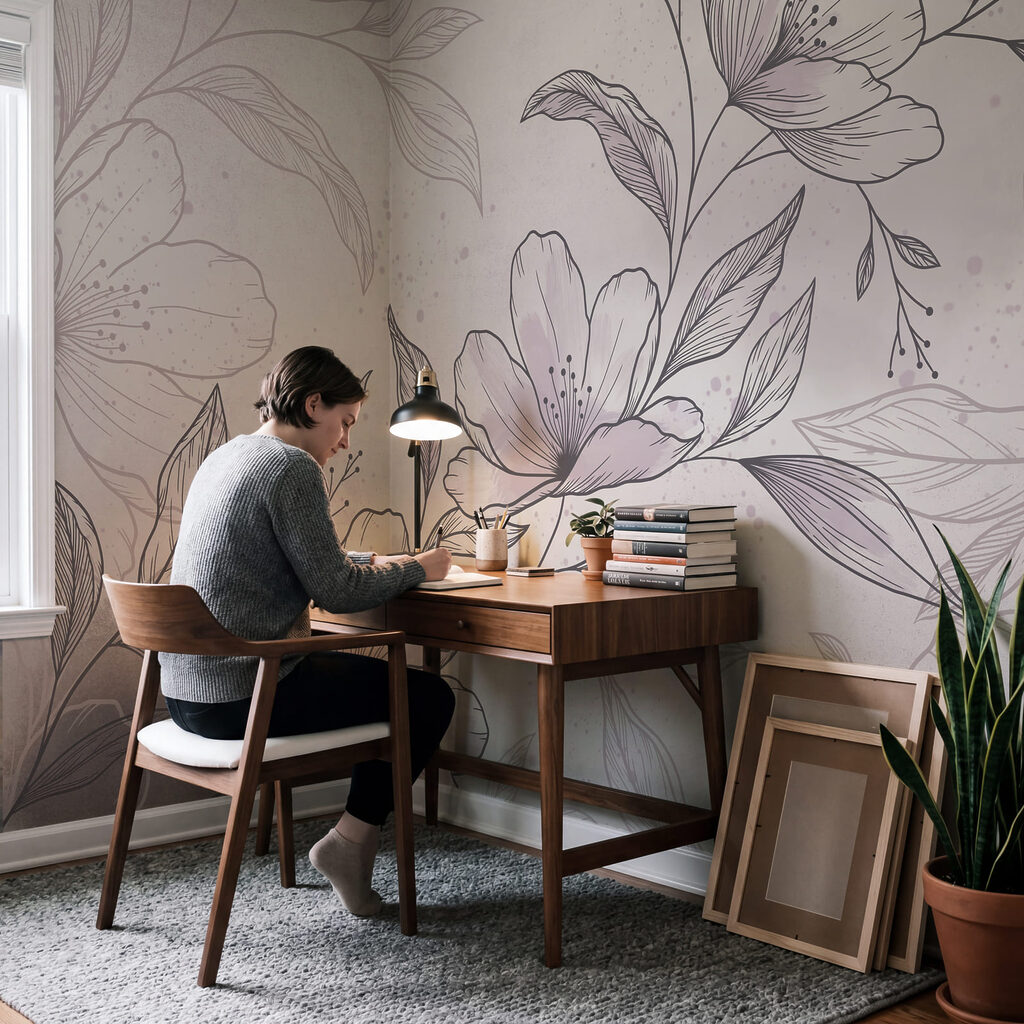 Branche fleurie en hachures — intérieur 5