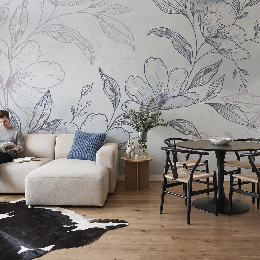 Branche fleurie en hachures — intérieur 1