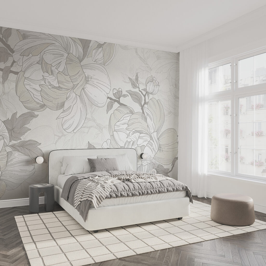 Fleurs comme au crayon dans un intérieur