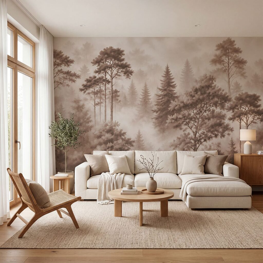 Forêt voilée de brume dans un intérieur
