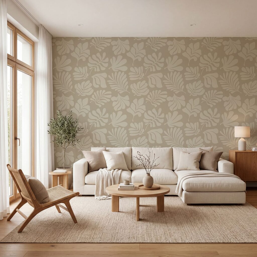 Petites feuilles répétées dans un intérieur