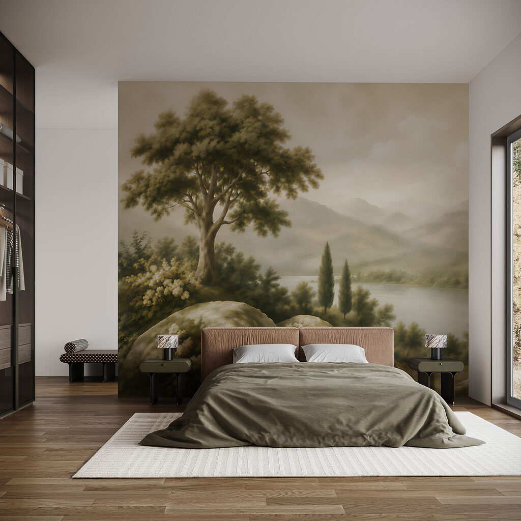 Lac entre cyprès sombres — intérieur 2