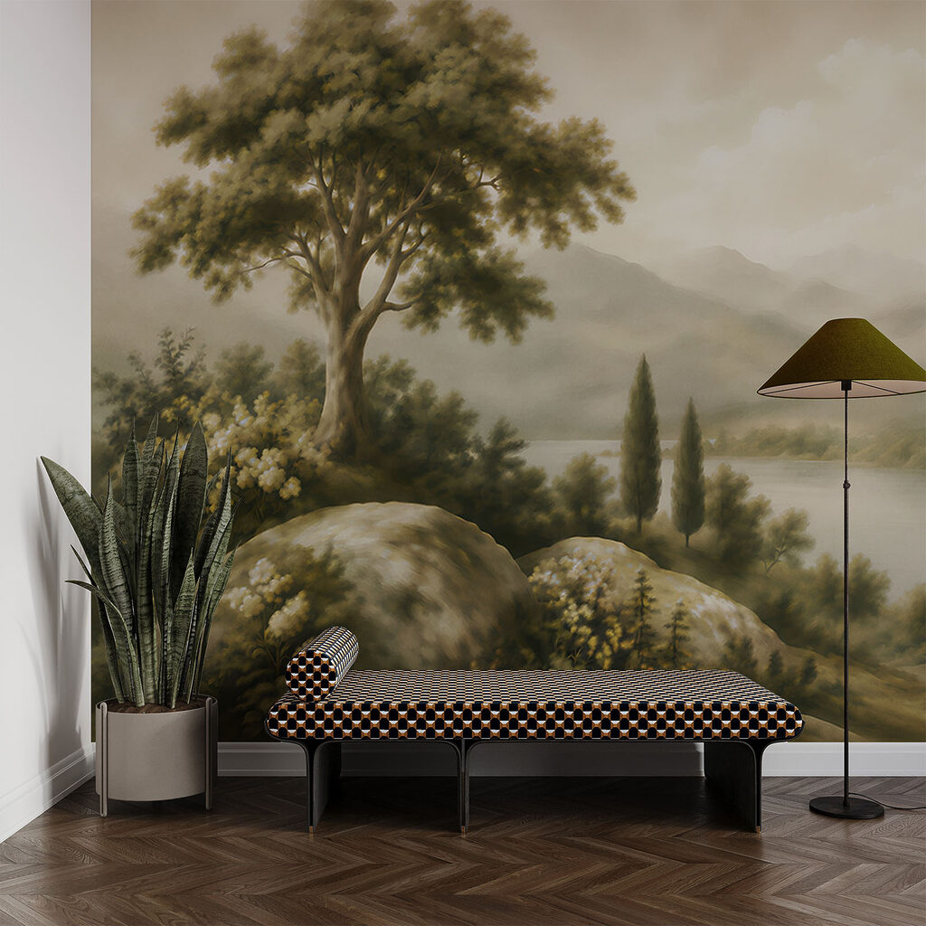 Lac entre cyprès sombres — intérieur 6