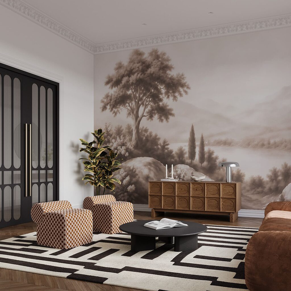 Lac entre cyprès sombres — intérieur 5