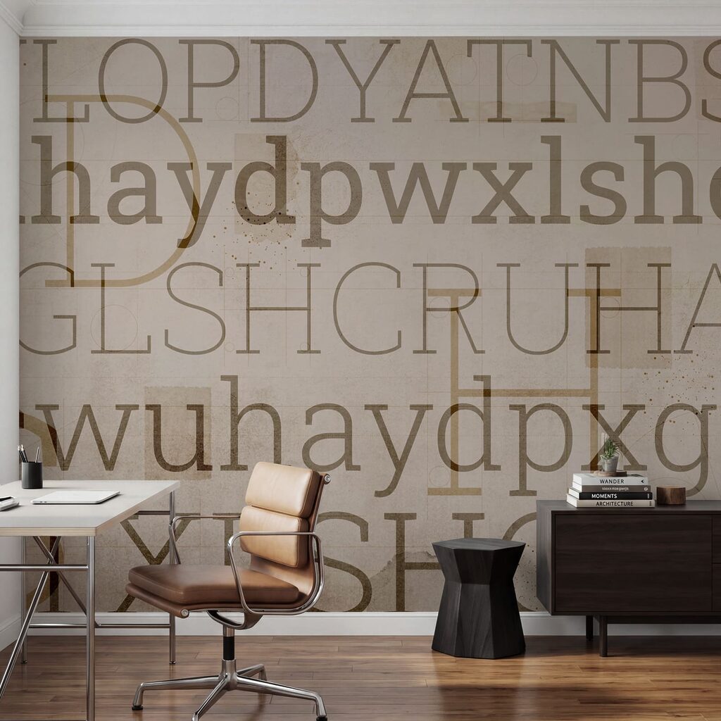 Lettres sur fond patiné dans un intérieur