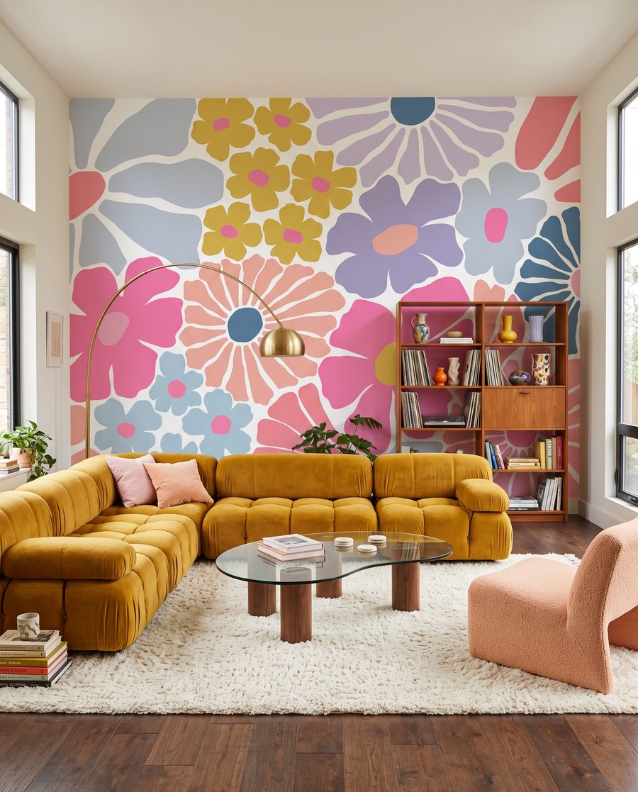Fleurs façon découpage dans un intérieur