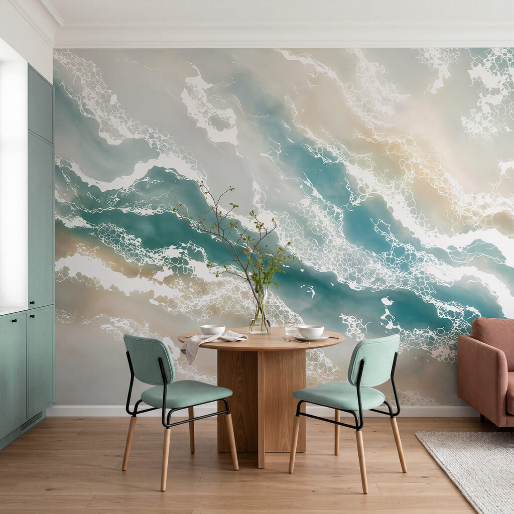 Flots de couleur écumants dans un intérieur