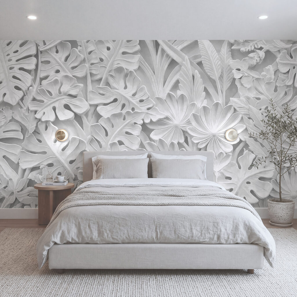 Jungle blanche en couches dans un intérieur