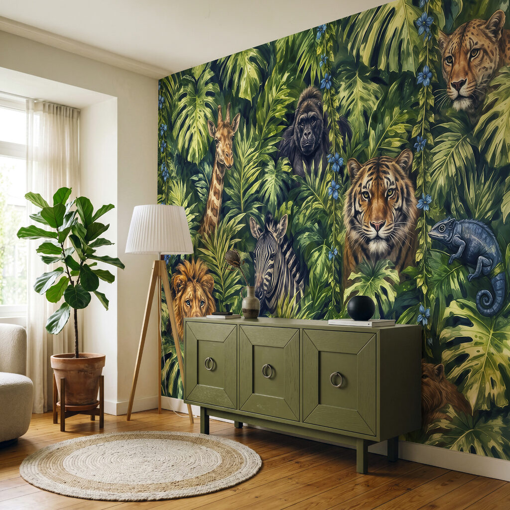 Rencontre dans la jungle dans un intérieur