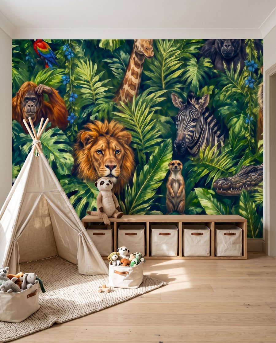 Rencontre dans la jungle dans un intérieur