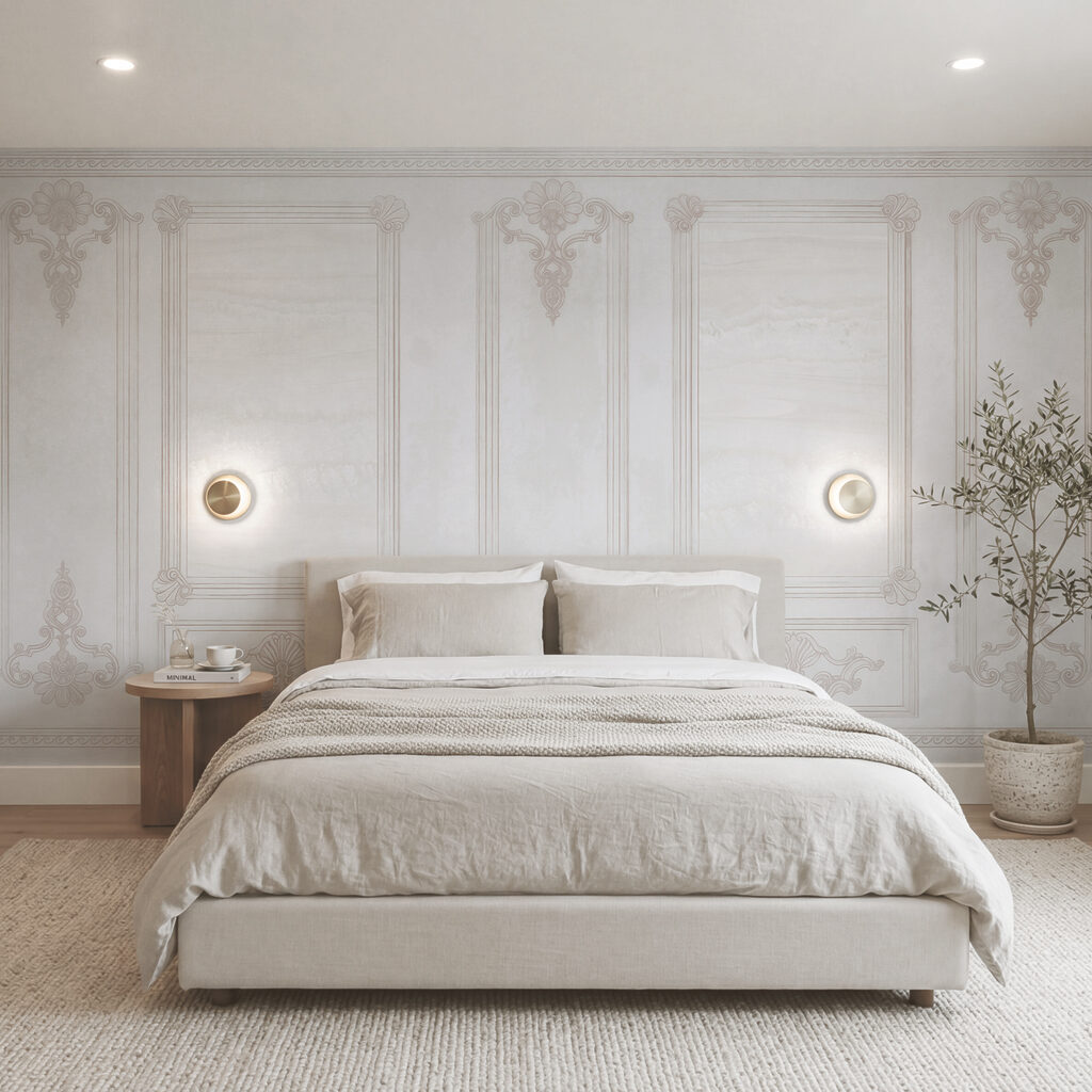 Mur à moulures dans un intérieur
