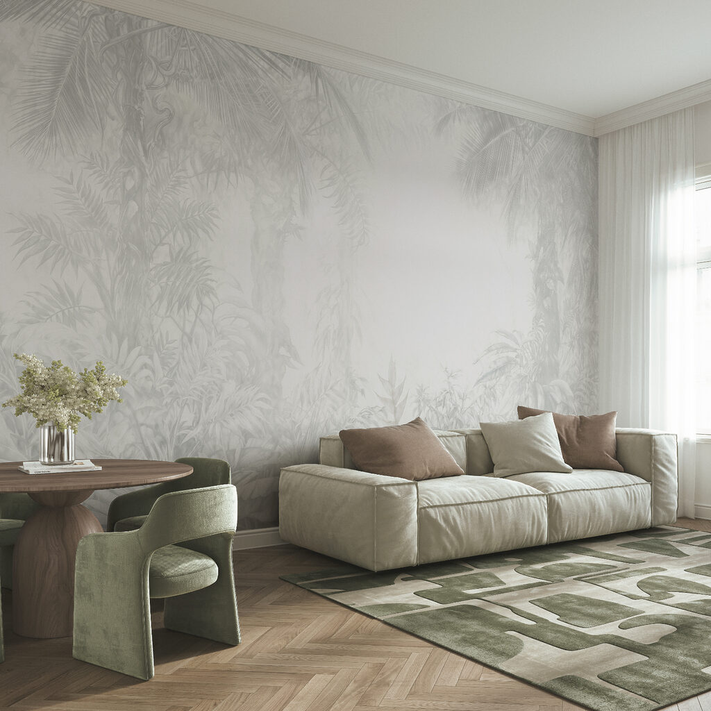 Feuilles blanches, centre dégagé dans un intérieur