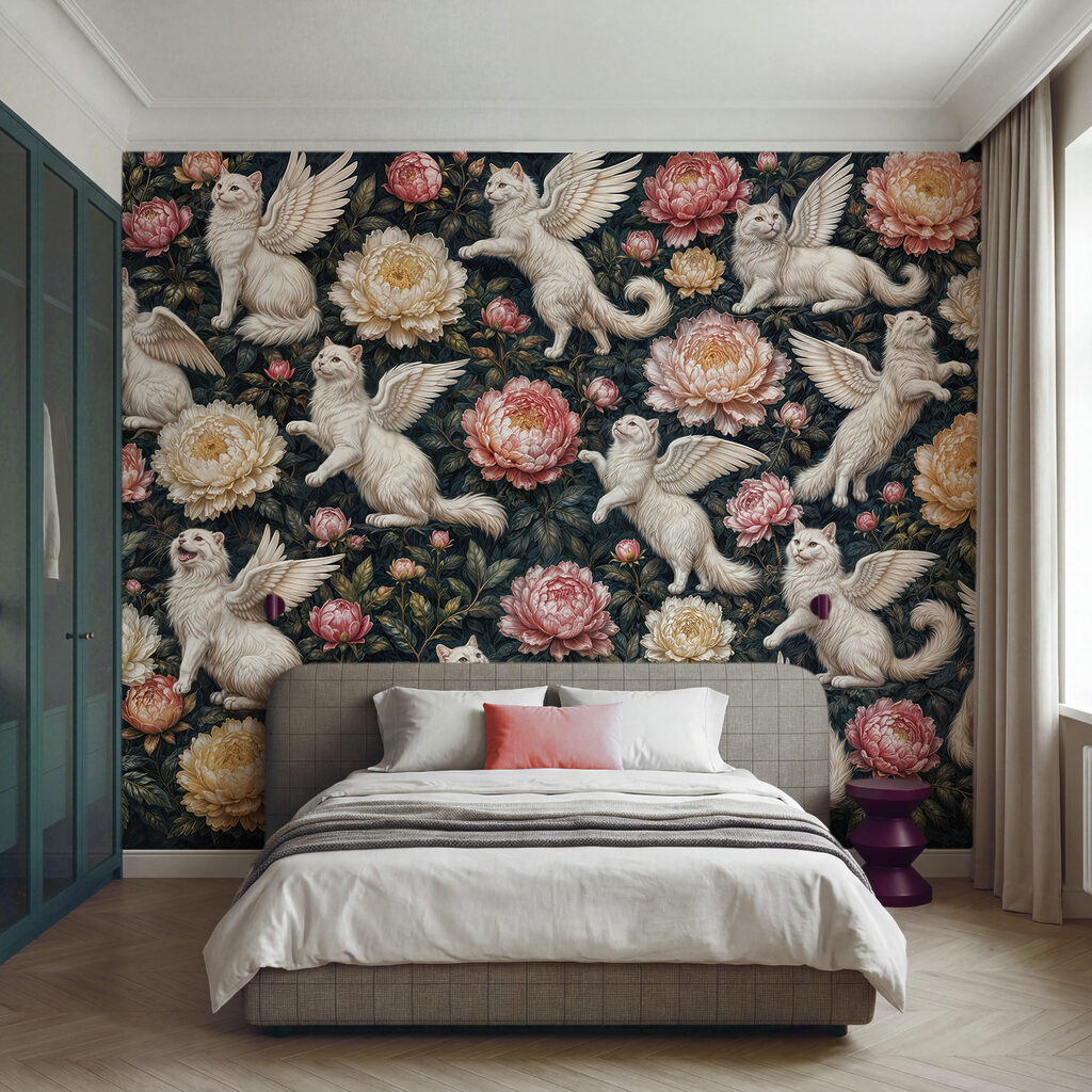 Chats ailés, floraison nocturne dans un intérieur
